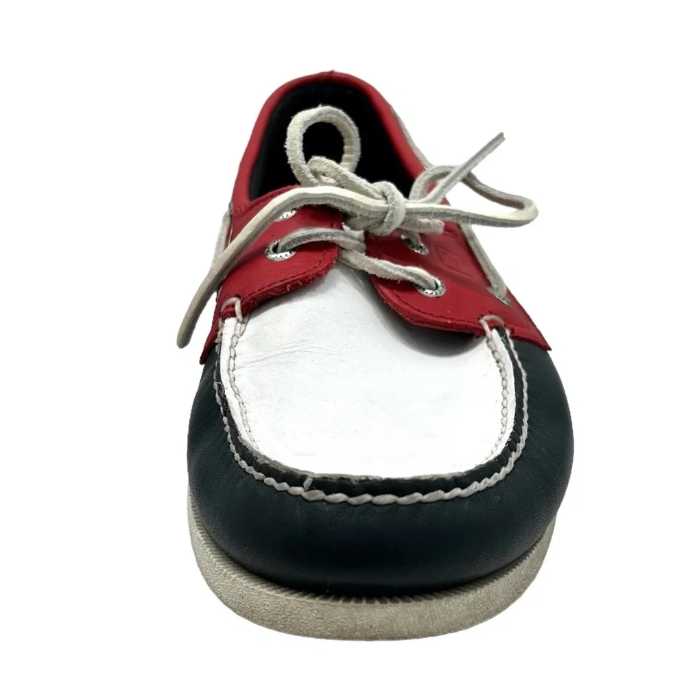 SPERRY TOP-SIDER 2-EYE BOAT SHOES IN RED, WHITE & BLUE